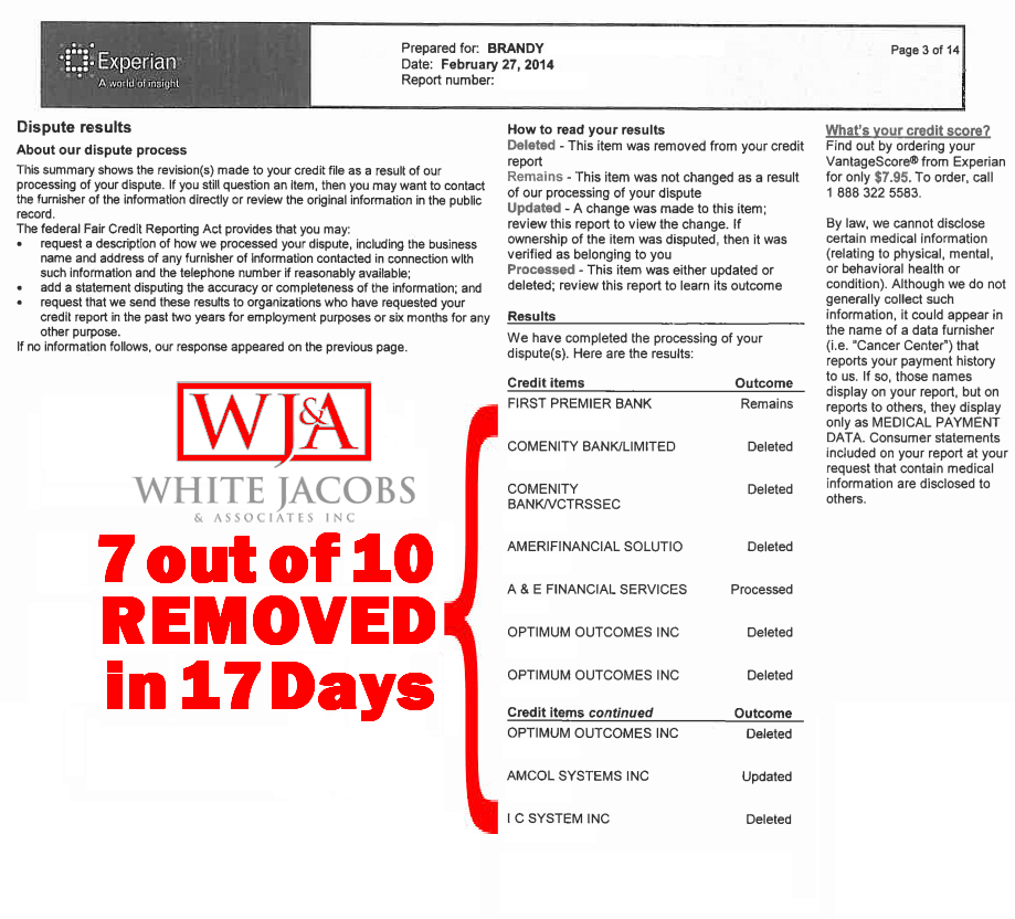 white, jacobs & associates experian results 2.27.14