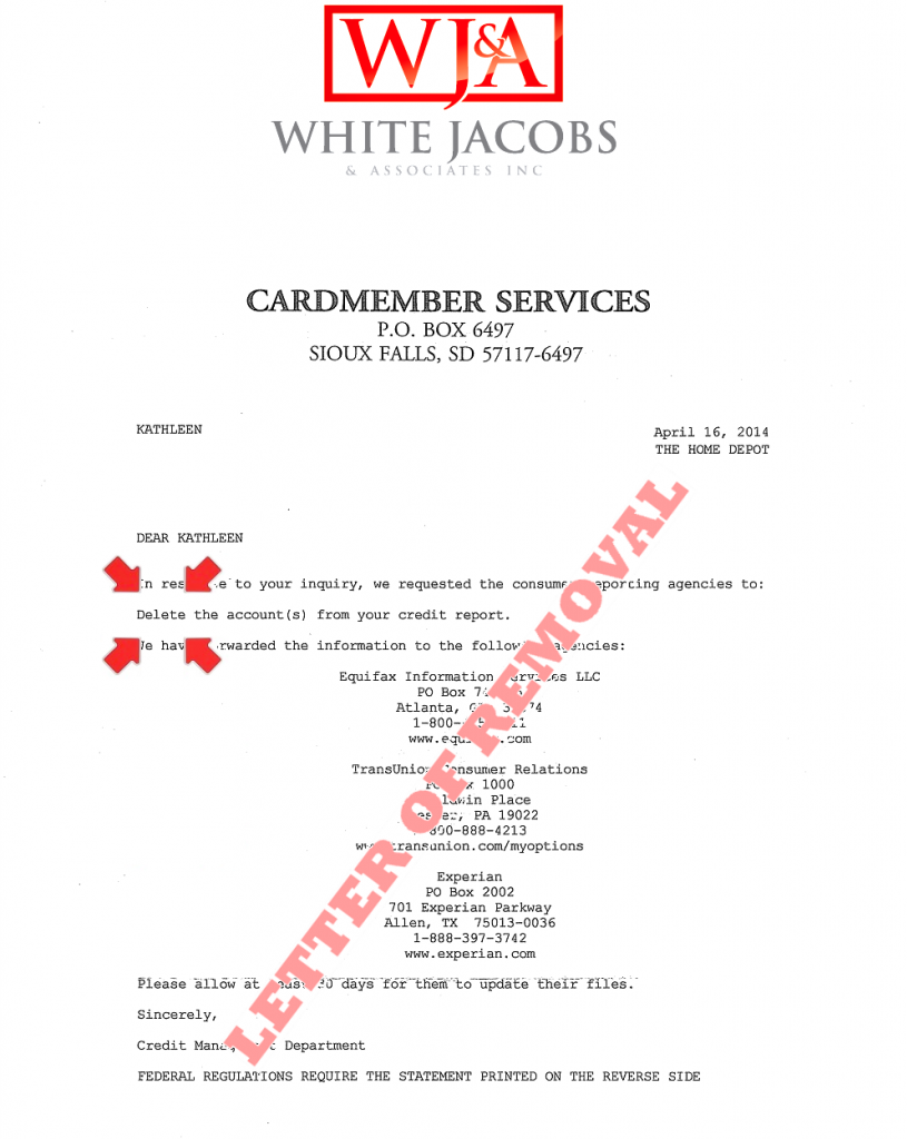 White, Jacobs & Associates results  creditor responses 4.16.14
