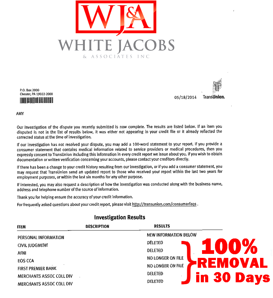 White, Jacobs & Associates bureau results 5.18.14