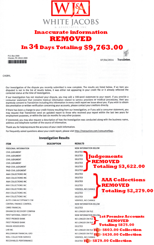 White, Jacobs & Associates Bureau Results 7.4.14