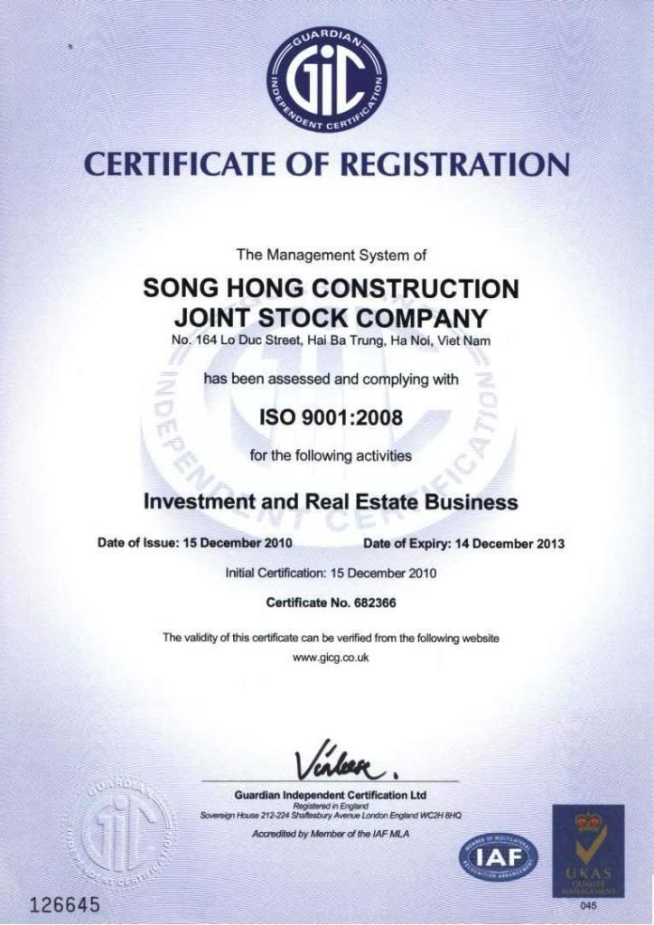 Giấy chứng chỉ ISO 9001:2008 cửa nhựa hhathanhwindow