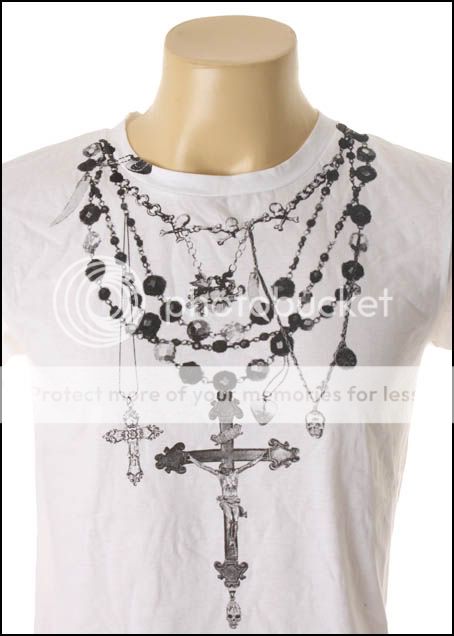 New Indie Rock God Gothic Necklace White T Shirt Sz S L  