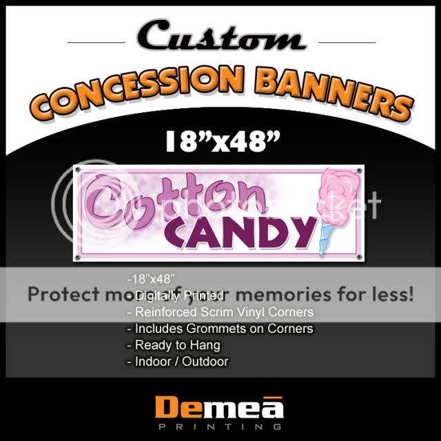 COTTON CANDY Banner Sign   Printed on Vinyl   18 x 48  